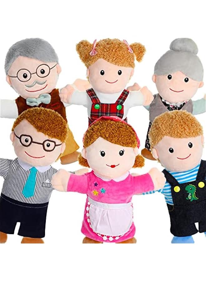 6 Pieces Hand Puppet Set 11.8 Inch Family Members Puppets Theater Mother, Father, Son, Daughter and Grandparents for Storytelling, Teaching, Preschool, Role Play(Basic Style) - Image 1